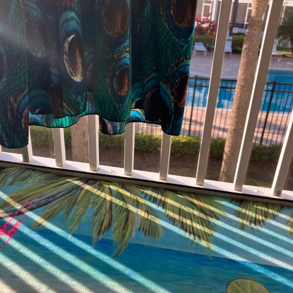 Green Multicolored V Neck Sleeveless Peacock Print Maxi Dress Sz M - Picture 10 of 14